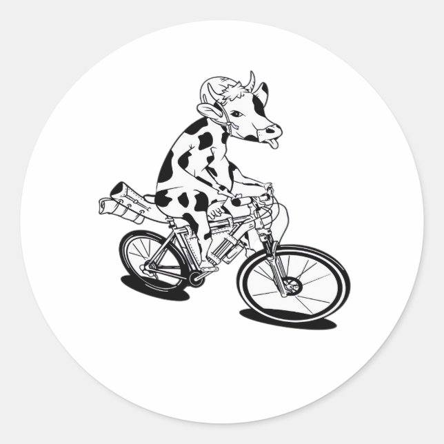 Cow Bikepacking Classic T-Shirt Classic Round Sticker (Front)