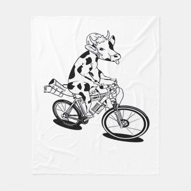 Cow Bikepacking Classic T-Shirt Fleece Blanket (Front)