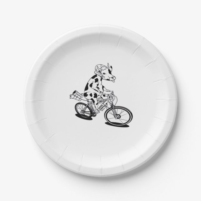 Cow Bikepacking Classic T-Shirt Paper Plate (Front)