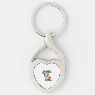 Cow Birthday Balloon Theme Cattleman Farmer Cute B Key Ring