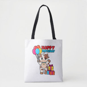 Cow Birthday Balloon Theme Cattleman Farmer Cute B Tote Bag