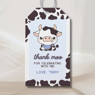 Cow Birthday Blue Thank Moo Favour Tags