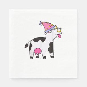 Cow Birthday Hat Theme Cattleman Farmer Bday Party Napkin