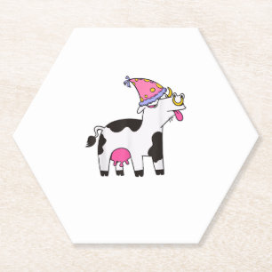 Cow Birthday Hat Theme Cattleman Farmer Bday Party Paper Coaster