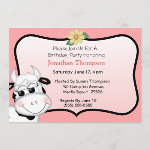 Cow  Birthday Invitation