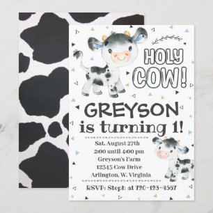 Cow Birthday Invitation Holy Cow Invitation