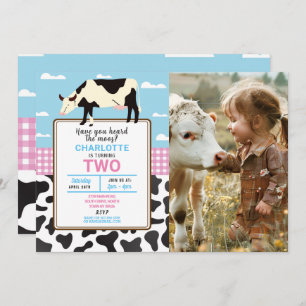 Cow Birthday Invite Two 2nd Holy Cow Party Photo