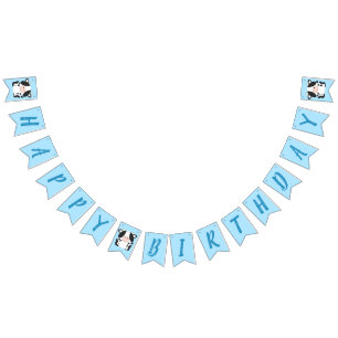 Cow Birthday Party Blue Bunting
