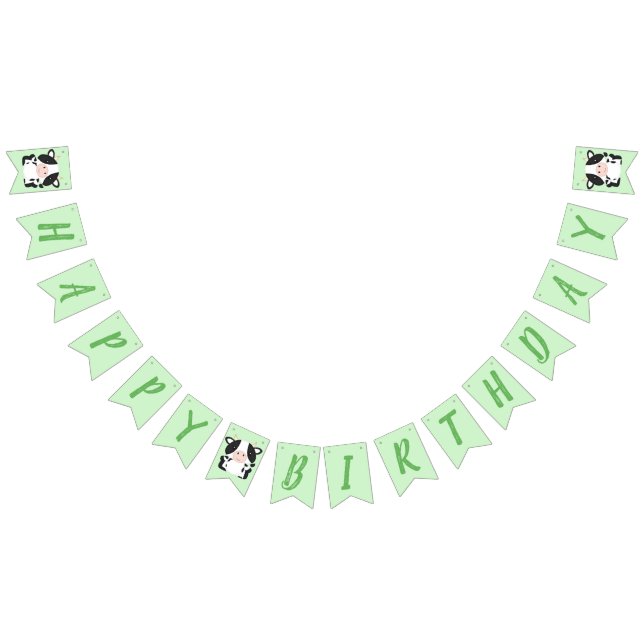 Cow Birthday Party Green Bunting (All)