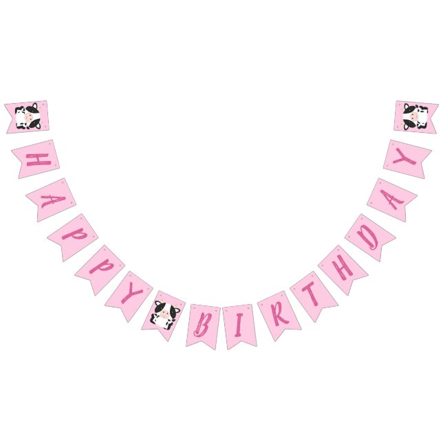 Cow Birthday Party Pink Bunting (All)