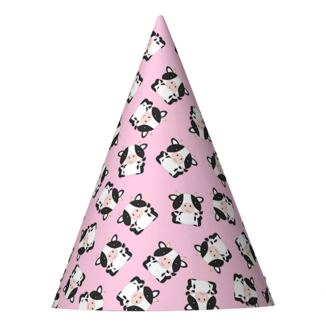 Cow Birthday Party Pink Hat (Front)