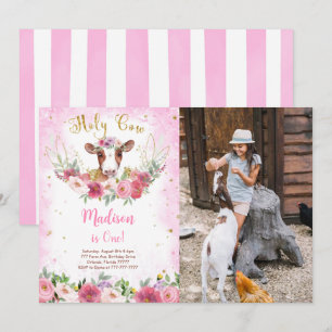 Cow Birthday Photo Invitation