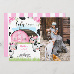 Cow Birthday Photo Invitation