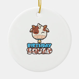 Cow Birthday Squad Cattleman Farmer Bday Theme Par Ceramic Tree Decoration
