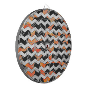Cow Black and Orange Chevron Print Dartboard