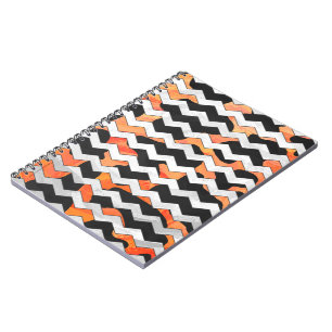 Cow Black and Orange Chevron Print Notebook