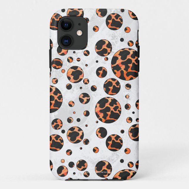 Cow Black and Orange Polka Dot Print Case-Mate iPhone Case (Back)