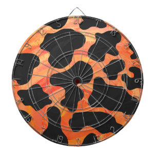 Cow Black and Orange Print Dartboard