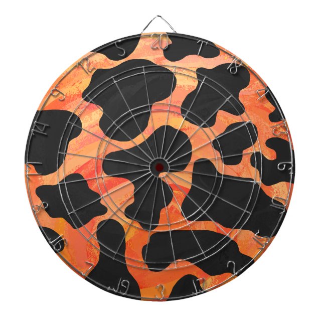 Cow Black and Orange Print Dartboard (Front)