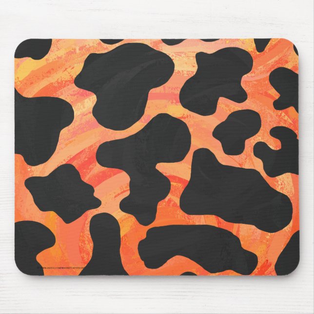 Cow Black and Orange Print Mouse Mat (Front)