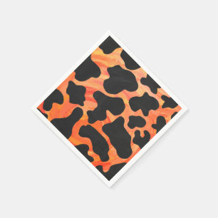 Cow Black and Orange Print Napkin