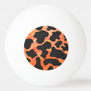Cow Black and Orange Print Ping Pong Ball