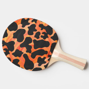 Cow Black and Orange Print Ping Pong Paddle
