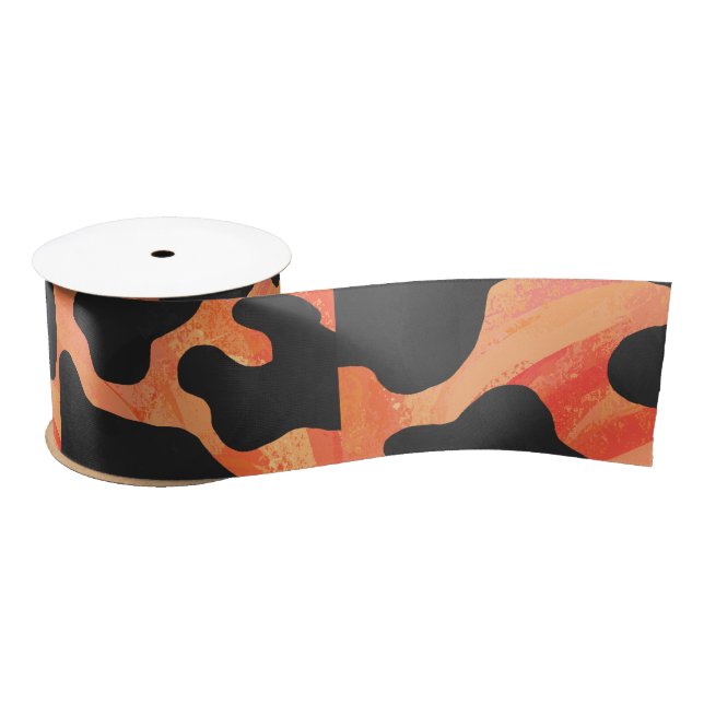 Cow Black and Orange Print Satin Ribbon (Spool)