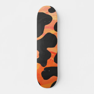 Cow Black and Orange Print Skateboard