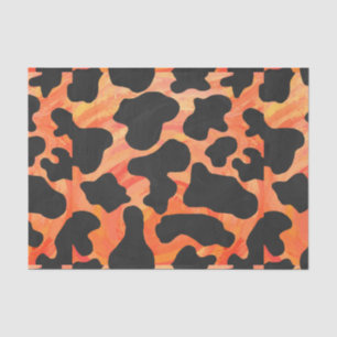 Cow Black and Orange Print Tissue Paper