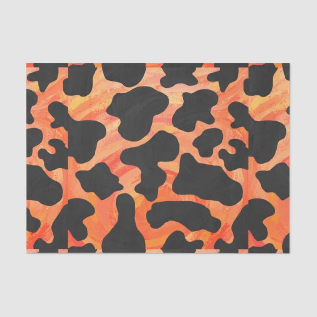 Cow Black and Orange Print Tissue Paper (Front)