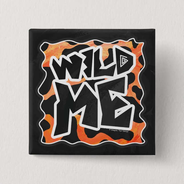 Cow Black and Orange Wild Me 15 Cm Square Badge (Front)