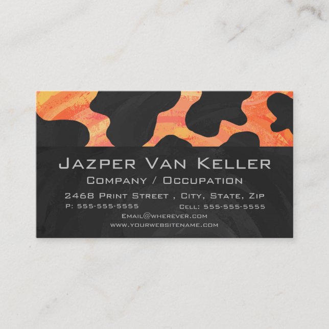 Cow Black and Orange Wild Me Business Card (Front)