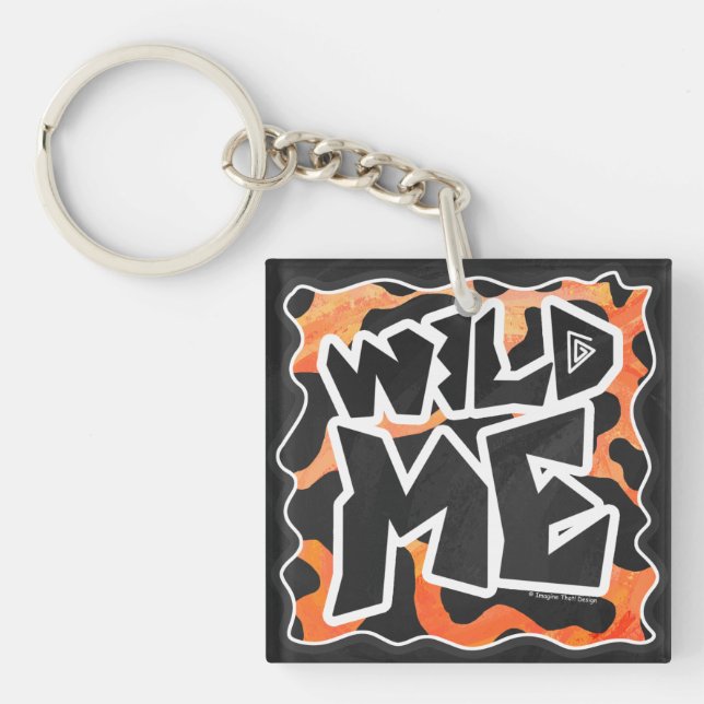 Cow Black and Orange Wild Me Key Ring (Front)