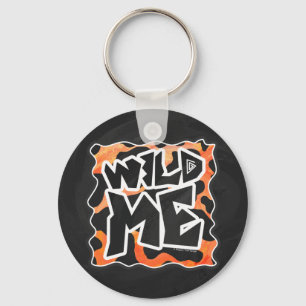Cow Black and Orange Wild Me Key Ring