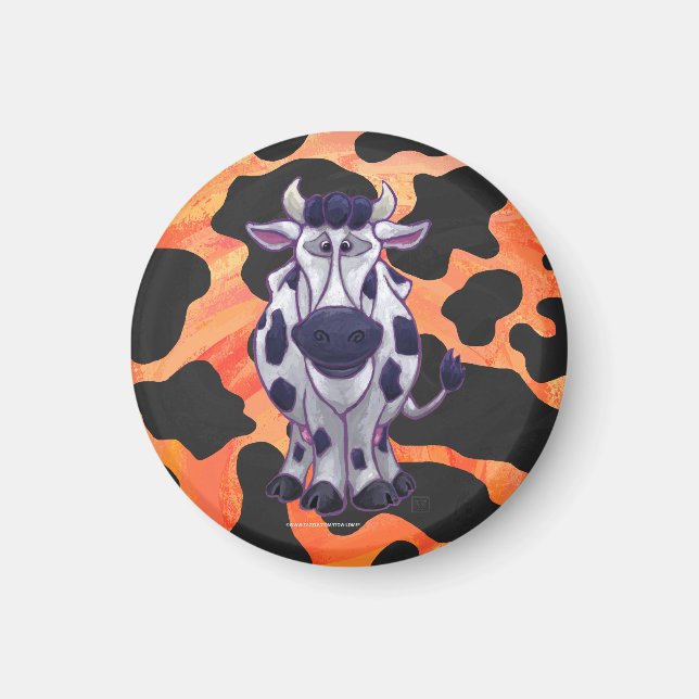 Cow Black and Orange Wild Me Magnet (Front)