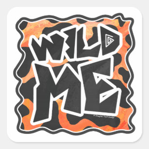 Cow Black and Orange Wild Me Square Sticker