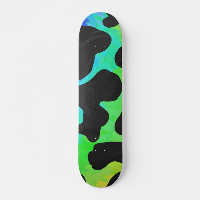 Cow Black and Rainbow Gifts Skateboard (Front)