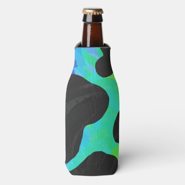 Cow Black and Rainbow Print Bottle Cooler (Bottle Front)