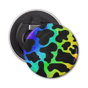 Cow Black and Rainbow Stuff Bottle Opener
