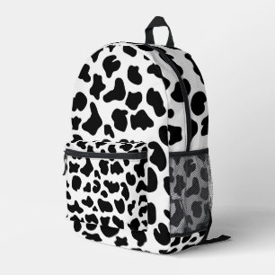 Cow Black and White Cowhide Textures Printed Backpack