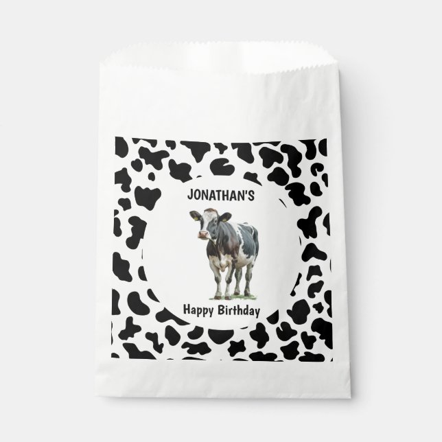 Cow  Black and white Favour Bags (Front)