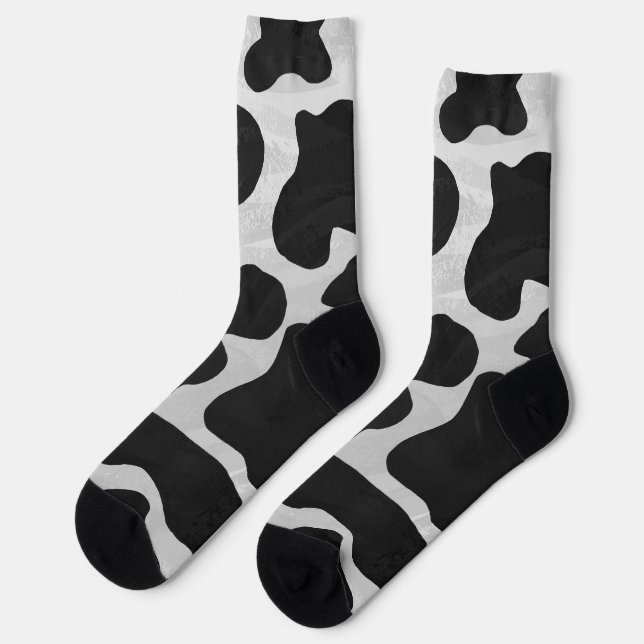 Cow Black and White Pattern Socks (Left)