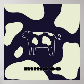 Cow black and white poster