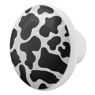Cow Black and White Print Ceramic Knob