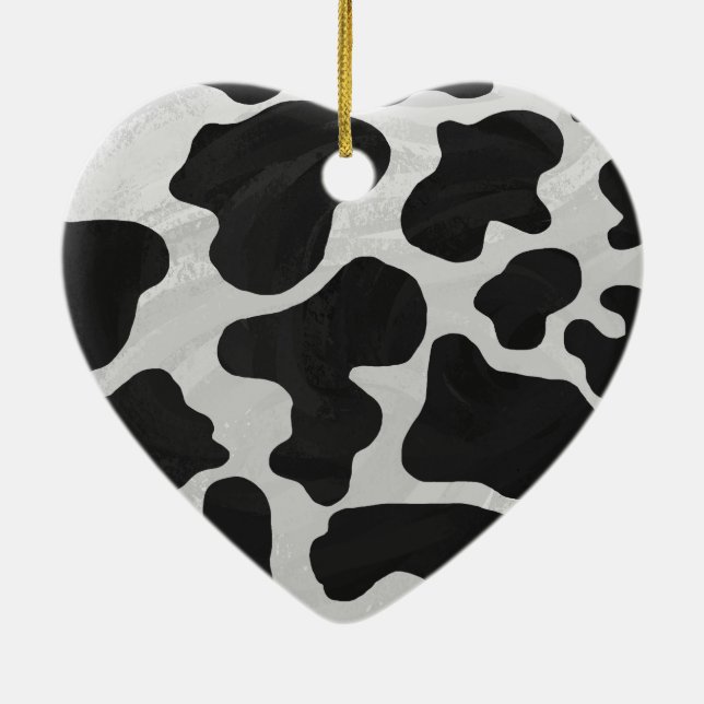 Cow Black and White Print Ceramic Tree Decoration (Back)