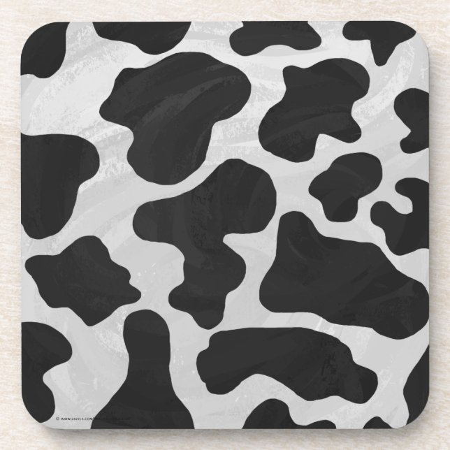 Cow Black and White Print Coaster (Front)
