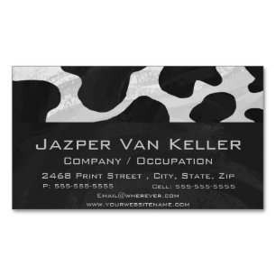 Cow Black and White Print Magnetic Business Card