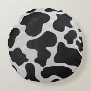 Cow Black and White Print Round Cushion