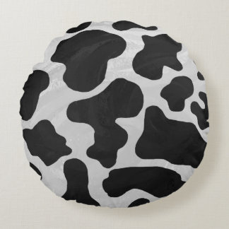 Cow Black and White Print Round Cushion